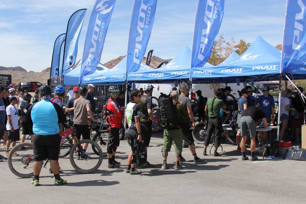 THE BUSIEST BIKE COMPANY OUT HERE WAS PIVOT. THEY HAD A LINE GOING MOST OF THE DAY.  NOW THAT ISA GOOD THING.