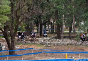 Charging toward the chicane.