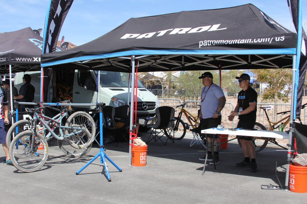 PATROL MOUNTAIN BIKES DEMOING THEIR RIDES.  LOOKED A BIT EMPTY, THAT'S A GOOD THING. 