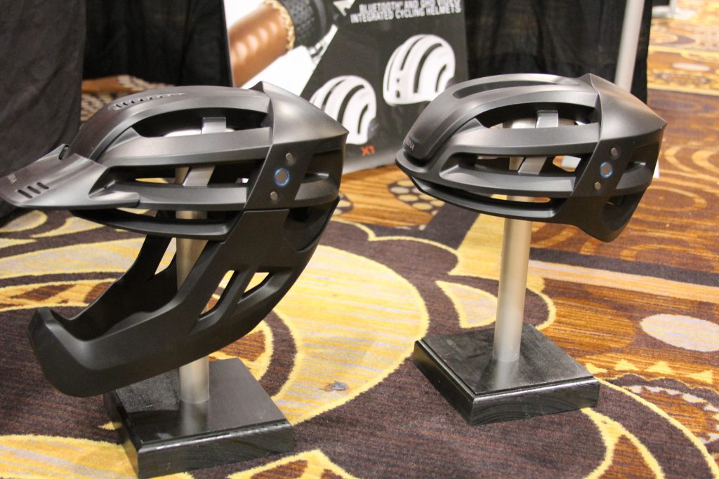 SENA HAS NOT FORGOTTEN THE MTB MARKET. THEY HAD ON DISPLAY THEIR CONCEPT MTB HELMETS. THEY WILL OF COARSE WILL HAVE THEIR BLUETOOTH SYSTEM.